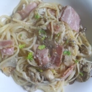 絶品❤塩麹きのことベーコンのパスタ